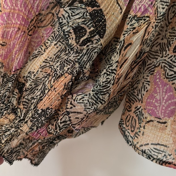 NEWUlla Johnson Lara Blouse Silk Ruffle Floral Birds of Paradise Ivory Size 8 - Picture 9 of 17